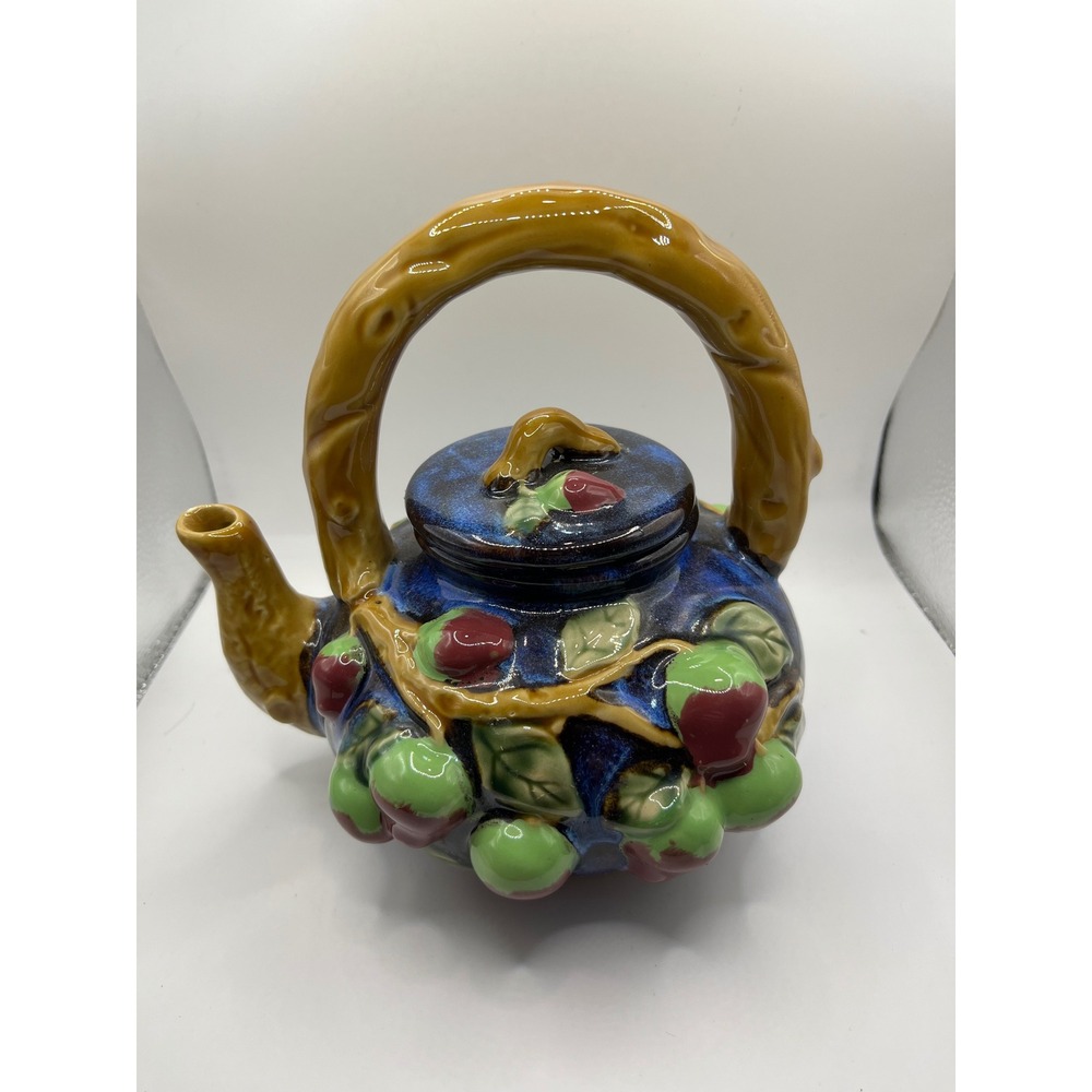 Whimsical Ceramic Teapot, Unique Collectible Teapot, Fruit Design Decor